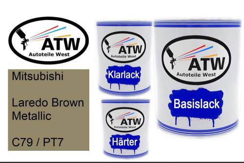 Mitsubishi, Laredo Brown Metallic, C79 / PT7: 1L Lackdose + 1L Klarlack + 500ml Härter - Set, von ATW Autoteile West.